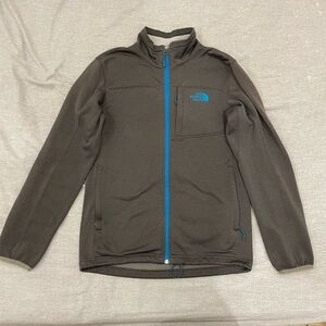 The North Face Men's Dark Gray Jacket with Blue Accents